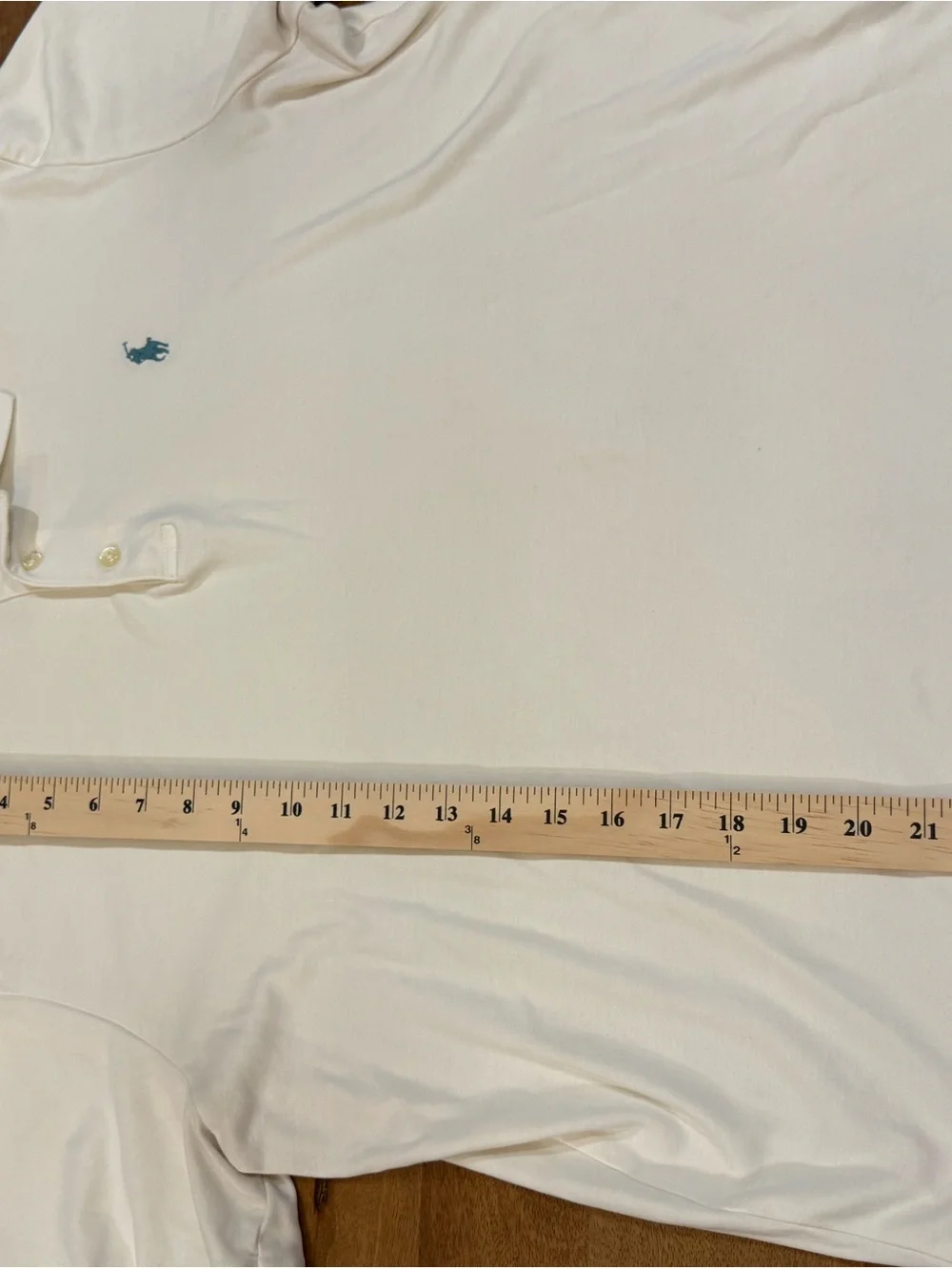 Ralph Lauren White Polo with Teal Logo Size L